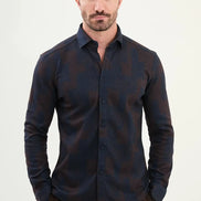 Navy Blue Long Sleeve Wool Lumberjack Shirt
