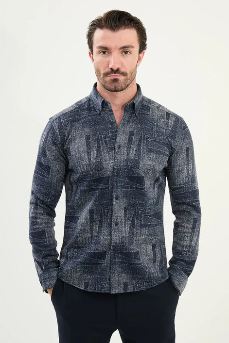 Navy Blue Mens Lumberjack Shirt Wool