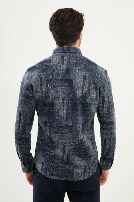 Navy Blue Mens Lumberjack Shirt Wool