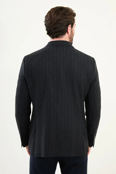 Wool Double Breasted Pinstripe Blazer