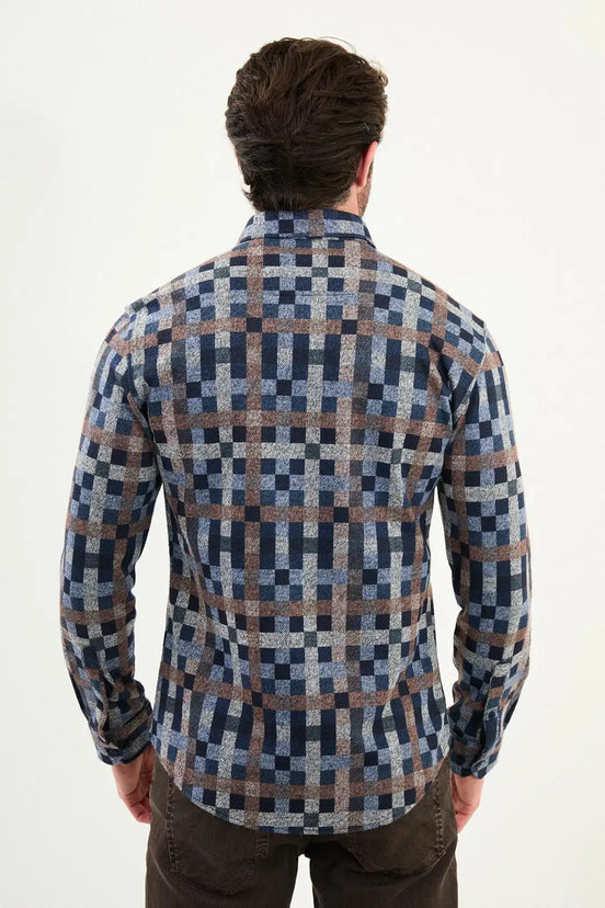 Navy Blue Wool Lumberjack Shirt