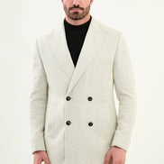 Marina Herringbone Wool Coat Off White