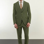 Marion 3 Piece Wool Olive Green Suit