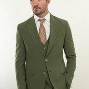 Marion 3 Piece Wool Olive Green Suit