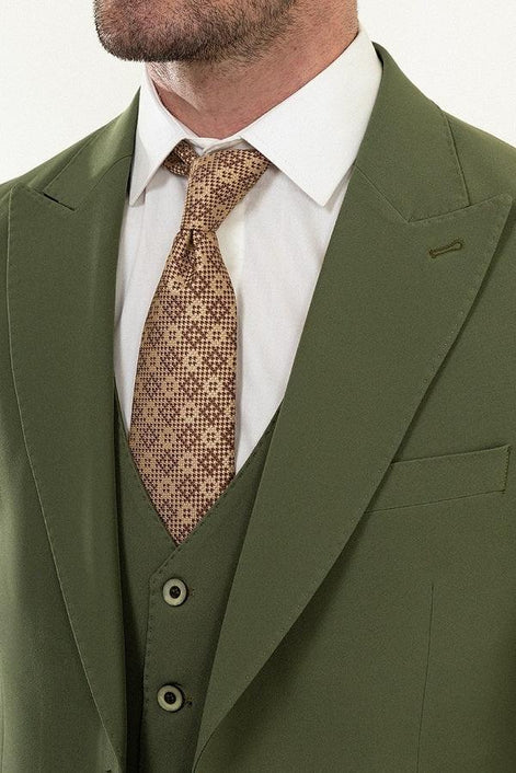 Marion 3 Piece Wool Olive Green Suit
