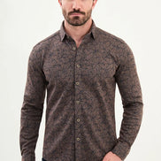 Patterned Wool Shirt Brown