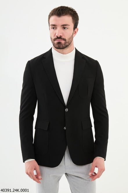 Mitchell Slim Fit Men's Black Wool Blazer