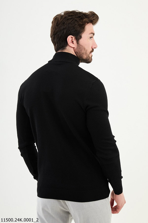 Ames Mock Turtleneck Wool Sweater - Black