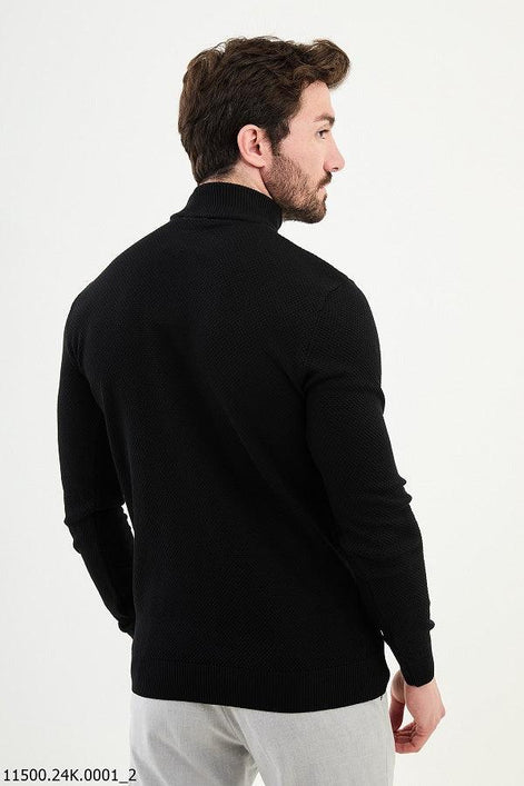 Ames Mock Turtleneck Wool Sweater - Black