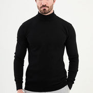 Ames Mock Turtleneck Wool Sweater - Black