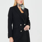 Plaid Women's Double Breasted Blazer Black