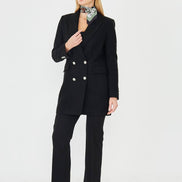 Plaid Women's Double Breasted Blazer Black