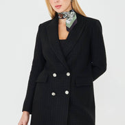 Plaid Women's Double Breasted Blazer Black