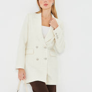 Plaid Women's Double Breasted Blazer Off White