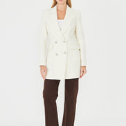 Plaid Women's Double Breasted Blazer Off White
