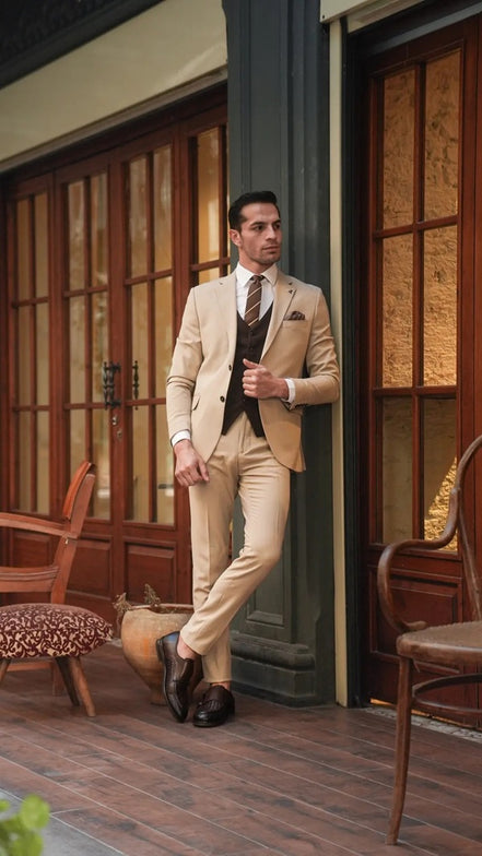 Plano Combination Beige Suit