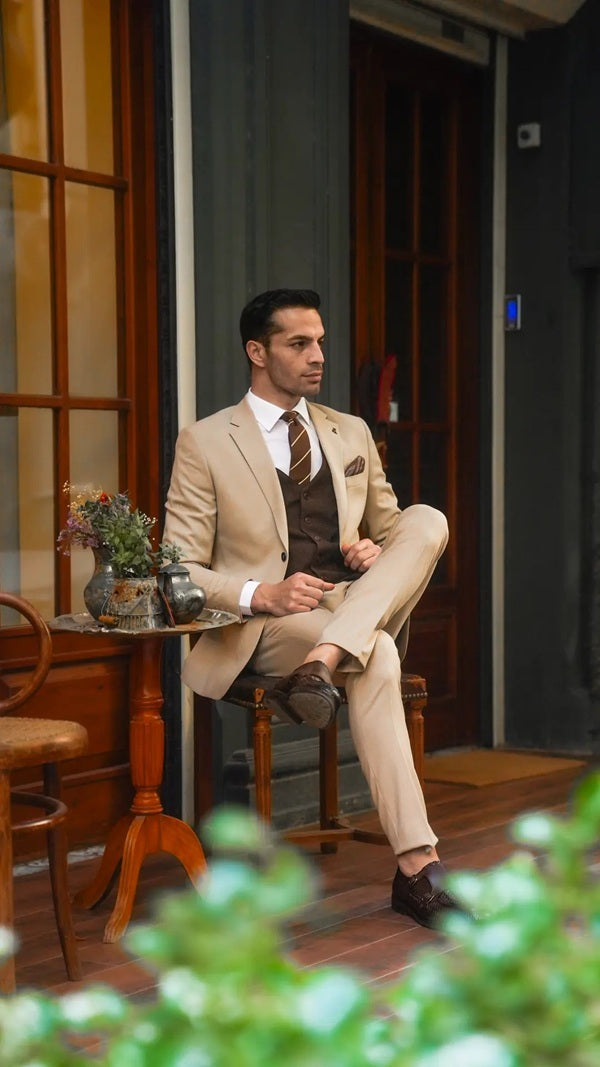 Plano Combination Beige Suit