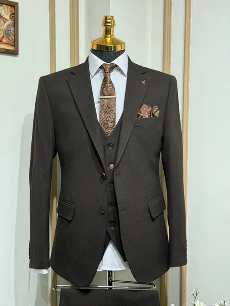 Plano Dark Brown Suit
