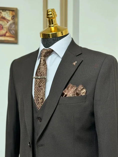 Plano Dark Brown Suit