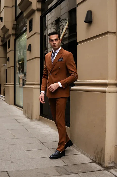 Plano Double Breasted Rust Suit