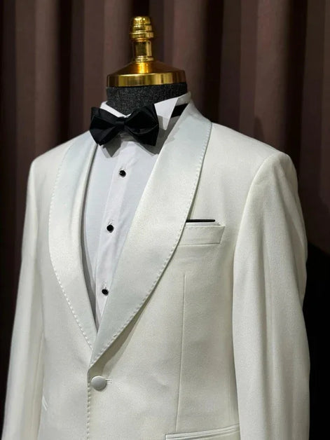 Plano Slim Fit White Tuxedo