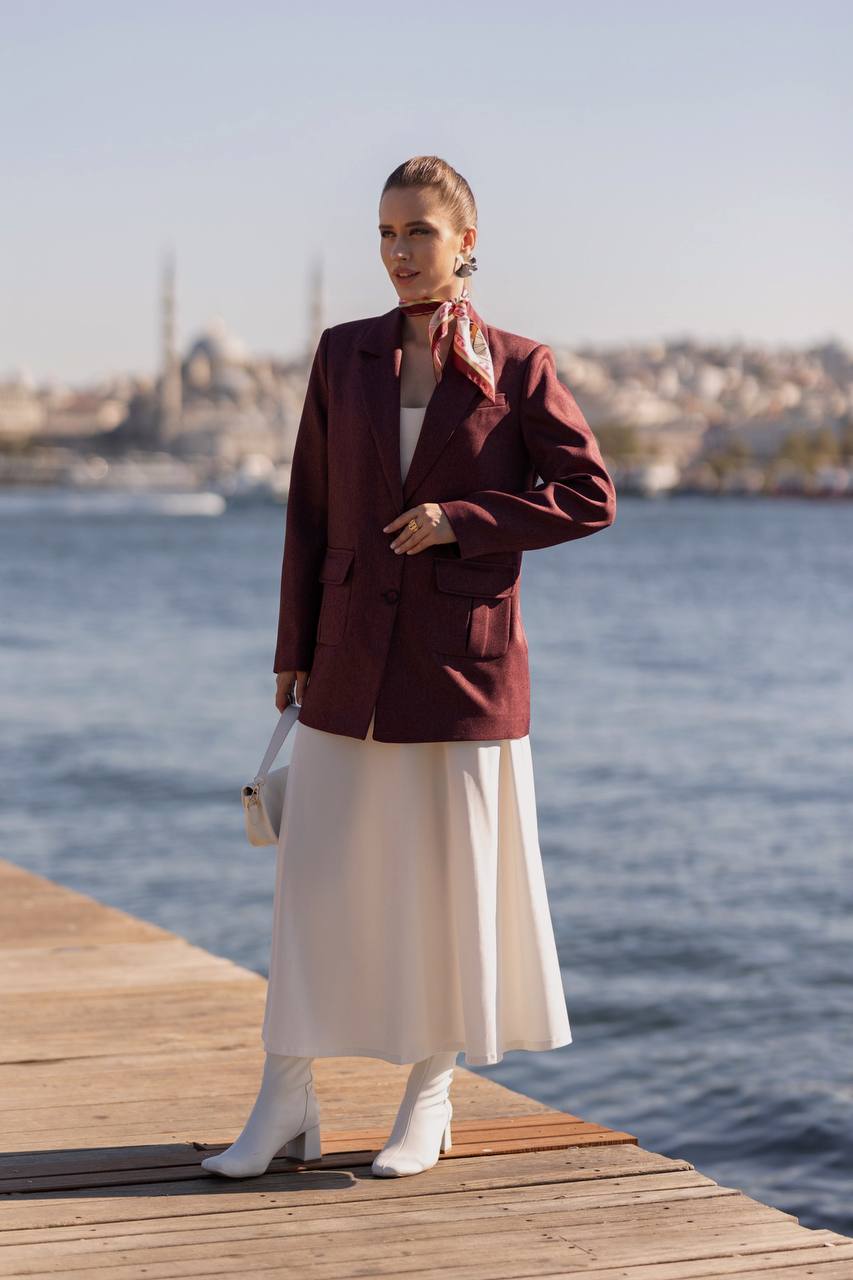 Purple Wool Blazer for Women