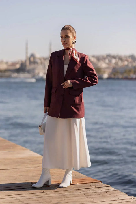 Purple Blazer for Women Wool