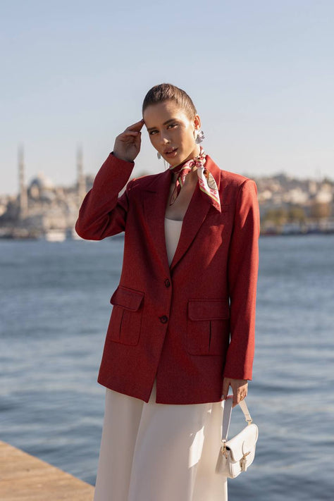 Red Blazer for Women Wool