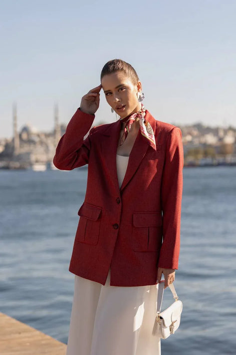 Red Blazer for Women Wool
