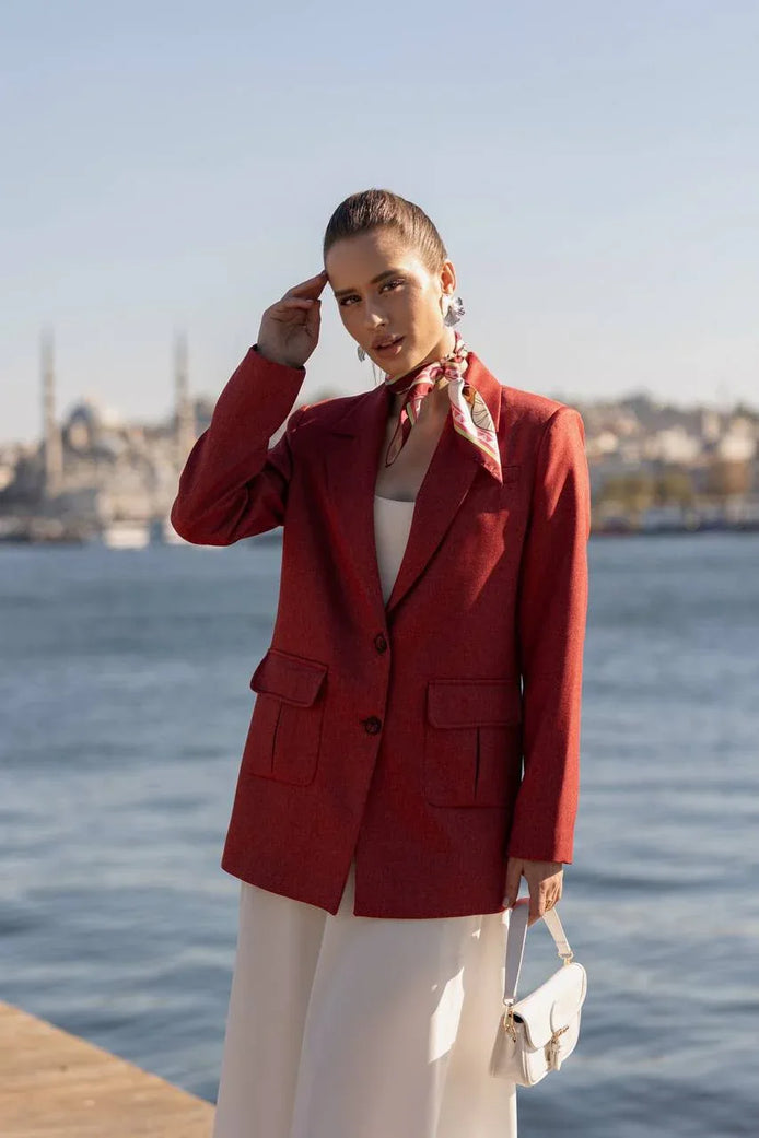 Red Blazer for Women Wool