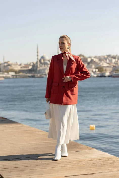 Red Blazer for Women Wool
