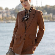 Rust Brown Blazer for Women Wool