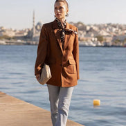 Rust Brown Blazer for Women Wool