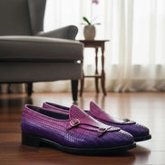 Purple Double Monk Strap Loafers