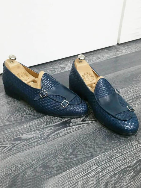 The Ayokunile Steel Blue Double Monk Strap Loafers
