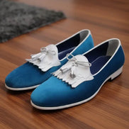 Suede Kiltie Blue Tassel Loafers
