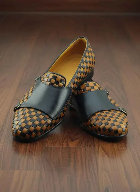 The Noe Yellow Double Monk Strap Shoes