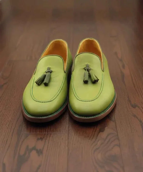 The Owbed Green Tassel Loafers