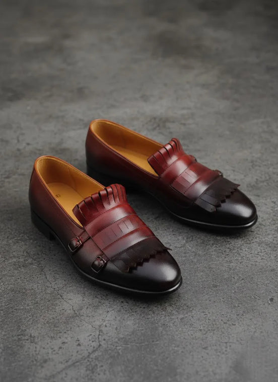 Brown Double Monk Strap Shoes