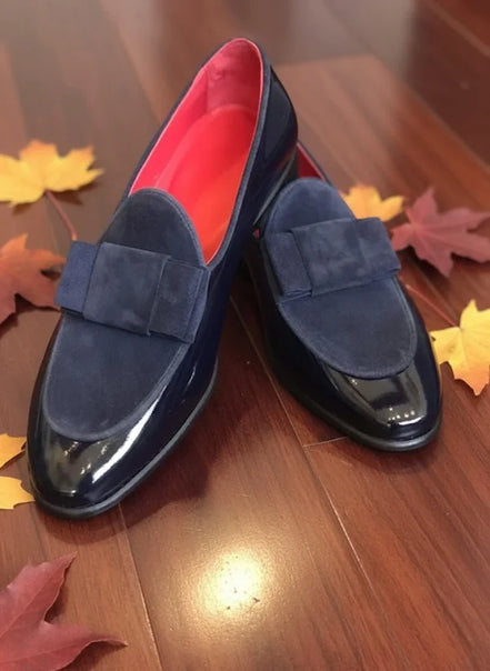 Navy Blue Suede Loafers