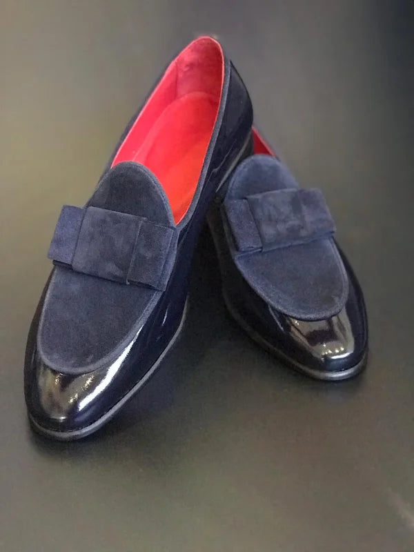 Navy Blue Leather Loafers
