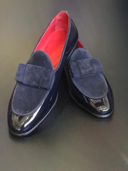 Navy Blue Leather Loafers