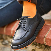 Black Moc Toe Derby Shoes
