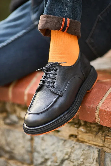 Black Moc Toe Derby Shoes