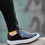 Black Patent Leather Lace Up Sneakers