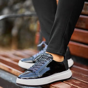 Black Patent Leather Lace Up Sneakers