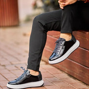 Patent Leather Black Lace Up Sneakers