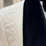 White quilted jacket with a black collar and button Men Tuxedo