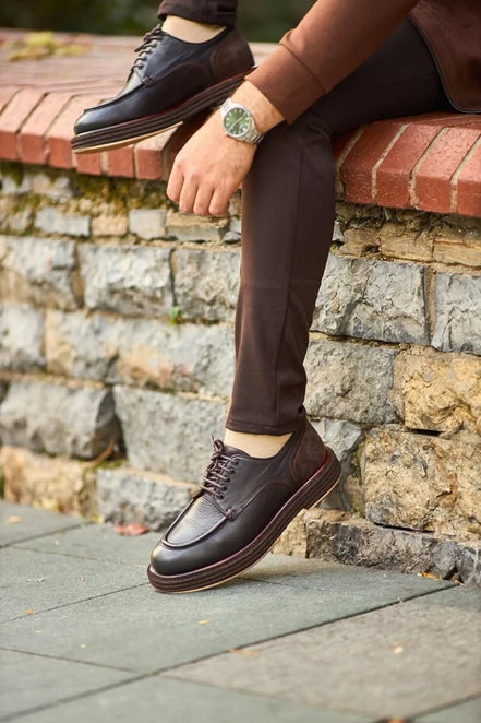 Brown Moc Toe Derby Shoes