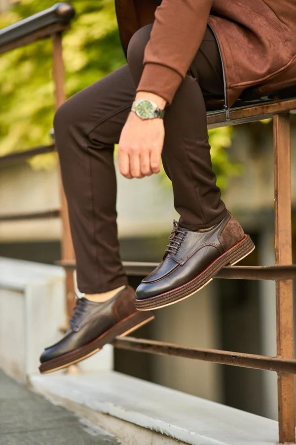 Brown Moc Toe Derby Shoes